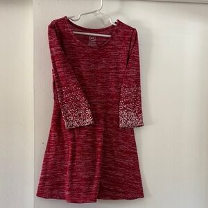 Stylish Red Kids Dress with Sparkling Sleeves